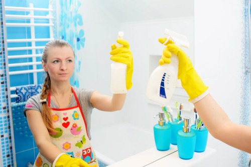 Domestic cleaner working in a W6 flat kitchen