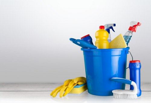 Professional cleaning team working in a West London office and communal area